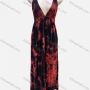 Wholesale Women's Sexy V Neck Sleeveless Allover Print Tie Dye Ruched Maxi Cami Dress preview