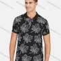 Wholesale Men's Casual Short Sleeve Leaf Print Button Front Polo Shirts preview