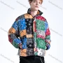 Wholesale Men's Fashion Long Sleeve Stand Collar Patchwork Print Puffer Coat 906# preview