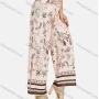 Wholesale Women's Tassel Drawstring Plant Print Side Slit Wide Leg Pants preview