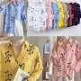 Wholesale Women's Collared Loose Fit Heart Print Fake Pocket Long Sleeve Shirt 2632# preview