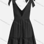 Wholesale Women's Sexy V Neck High Waist Bow Knot Tiered Hem Short Cocktail Dress preview