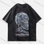 Wholesale Men's Fashion Oversized Crew Neck Short Sleeve Wash Distressed Graphic T-shirt 719# preview