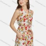 Wholesale Women's Casual V Neck Sleeveless Floral Drawstring Crop Top 2-piece Set 28524# preview