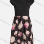 Wholesale Women's Casual Crew Neck Cap Sleeve High Waist Splicing Floral Dress preview