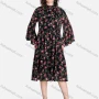 Wholesale Women's Casual Floral Print Mock Neck Long Sleeve Ruffle Hem Midi Dress preview