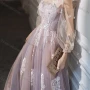 Wholesale Women's Elegant Mesh Flower Embroidery Appliques Sequin & Pearl Decor Backless High Waist Maxi Evening Dress preview