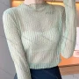 Wholesale Women's Casual Lace Mock Neck Semi-sheer Long Sleeve Blouse preview