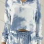 Wholesale Women's Casual Tie Dye Stand Collar Half Zip Long Sleeve Tops & Drawstring Pants 2 Piece Set preview