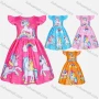 Wholesale Girls Causal Crew Neck Ruffle Sleeve Cartoon Print Dress preview