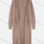Wholesale Women's Casual Open Front Double Pockets Knit Plain Long Hooded Cardigan preview