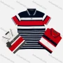 Wholesale Men's Casual Short Sleeve Sleeve Button Front Colorblock Striped Polo Shirts preview