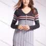 Wholesale Women's V Neck Long Sleeve Striped Button Decor Pullover Sweater preview