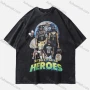 Wholesale Men's Fashion Hip Hop Oversized Crew Neck Short Sleeve Wash Distressed Graphic T-shirt 814# preview