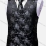 Wholesale Men's Formal Floral Print V Neck Single Breasted Silky Waistcoat & Necktie 2-piece Set preview