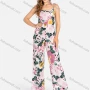 Wholesale Women's Casual Sleeveless Floral Print Ruched Lace Up Cami Jumpshirt preview