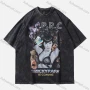 Wholesale Men's Fashion Hip Hop Oversized Crew Neck Short Sleeve Wash Distressed Graphic T-shirt 815# preview