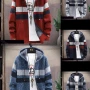 Wholesale Men's Casual Striped Drawstring Long Sleeve Zip Hooded Fleece Sweater Jacket preview