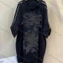 Wholesale Women's Casual Rhinestone Allover Print Long Sleeve Ruffle Hem Midi Dress preview