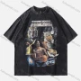 Wholesale Men's Fashion Hip Hop Oversized Crew Neck Short Sleeve Wash Distressed Graphic T-shirt 816# preview