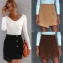 Wholesale Women's Casual Wrap Button Front Irregular Hem Plain Skirt preview