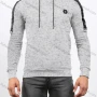 Wholesale Men's Casual Long Sleeve Zipper Leather Splicing Drawstring Hooded Sweatshirts preview