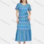 Wholesale Women's Casual Allover Print Short Sleeve V Neck Ruffle Hem Midi Dress With Belt JL22R-3027# preview
