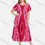 Wholesale Women's Casual Scoop Neck Tie Dye Allover Print Lace Up Midi Dress XQ-796-YD# preview