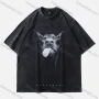Wholesale Men's Fashion Hip Hop Oversized Crew Neck Short Sleeve Wash Distressed Graphic T-shirt 818# preview