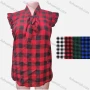 Wholesale Women's Casual Mock Neck Ruffle Sleeve Plaid Print Blouse preview