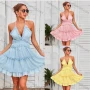 Wholesale Women's Fashion Deep V Neck Ruffle Hem Eyelet Embroidered Cami Dress preview