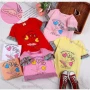 Wholesale Girls Causal Graphic Round Neck Stitching Short Sleeve Tee preview