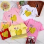 Wholesale Girls Causal Heart & Letter Graphic Floral Appliques Round Neck Short Sleeve Tee preview