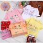Wholesale Girls Casual Floral & Letter Print Applique Round Neck Short Sleeve Tee preview