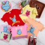 Wholesale Girls Casual Round Neck Cartoon Appliques Short Sleeve Tee preview