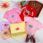 Wholesale Girls Casual Cartoon Print Bow Knot Appliques Round Neck Short Sleeve Tee preview
