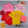 Wholesale Girls Casual Appliques Round Neck Ruffle Trim Pearl Decor Short Sleeve Tee preview