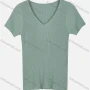 Wholesale Women's Ice Silk Plain V Neck Short Sleeve French Rib Knit Top 2077# preview