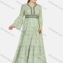 Wholesale Women's Casual Folkloric Embroidery V Neck Long Sleeve Cut Out Ruffle Hem Maxi Dress preview