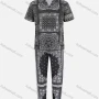 Wholesale Men's Casual Paisley Print Short Sleeve Shirt & Pants 2 Piece Set preview