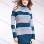 Wholesale Women's High Neck Colorblock Long Sleeve Mid Length Pullover Sweater preview