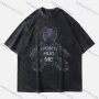 Wholesale Men's Fashion Hip Hop Oversized Crew Neck Short Sleeve Wash Distressed Graphic T-shirt 819# preview