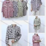 Wholesale Women's Collared Loose Fit Plaid Print Flap Pockets Long Sleeve Shirt 98921# preview