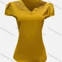 Wholesale Women's Casual Plain V Neck Pearl Applique Short Sleeve Blouse preview