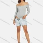 Wholesale Women's Sexy Off Shoulder Long Sleeve Plain Bodysuit preview