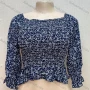 Wholesale Women's Square Neck Floral Ruched Slim Waist Ruffle Trim Blouse preview
