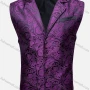 Wholesale Men's Vintage Lapel Single Breasted Paisley Print Silky Waistcoat preview