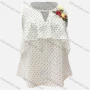 Wholesale Women's Casual Polka Dot Round Neck Cut Out Floral Embroidery Ruffle Trim Tank Top preview