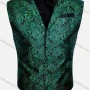 Wholesale Men's Vintage Lapel Single Breasted Embroidered Silky Waistcoat preview