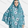 Wholesale Women's Vintage Islamic Chiffon Floral Print Muslim Hijab Ruffle Trim Khimar Scarf preview
